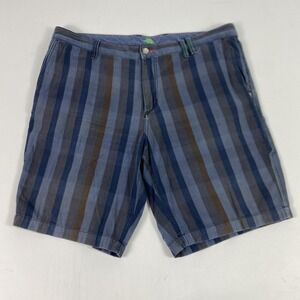 Tommy Bahama Shorts Mens 40 Blue Cotton Striped Chino 11 Inseam Casual Beach